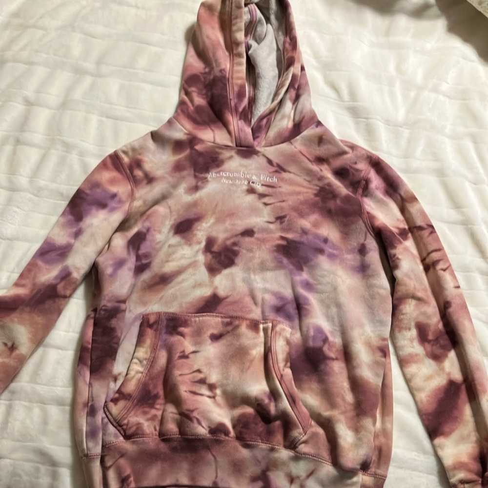 Abercrombie & Fitch Pink and Purple Tie-Dye Hoodie
